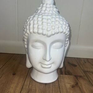 THAI BUDDHA Glazed White Ceramic Meditation Statue Home Decor 14” Figurine